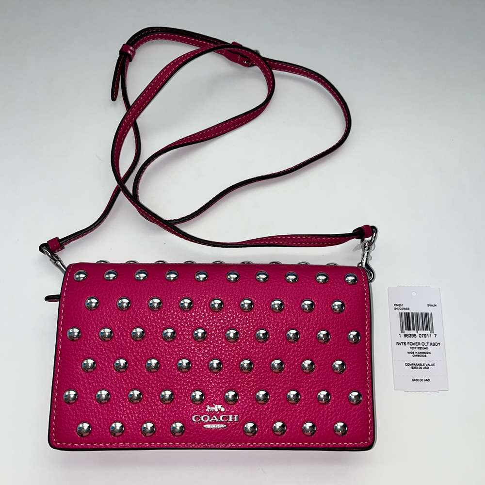 Coach Anna Foldover Clutch Crossbody With Rivets